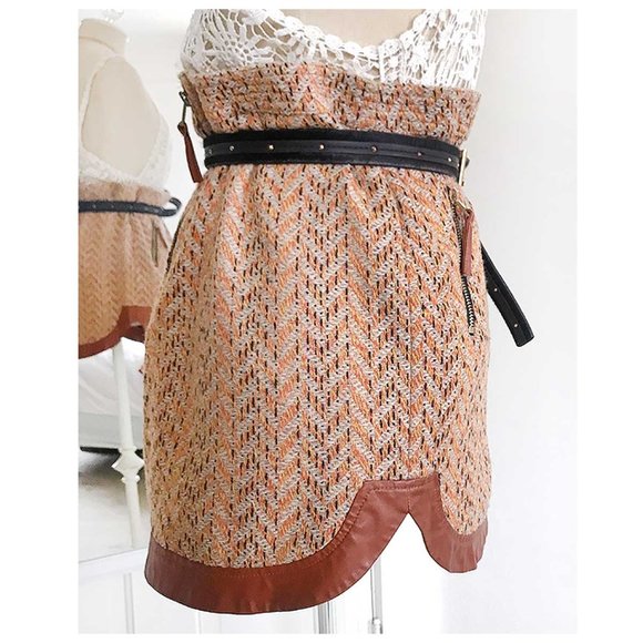 [ VINTAGE ] Herringbone Woven Mini Skirt - Picture 3 of 16